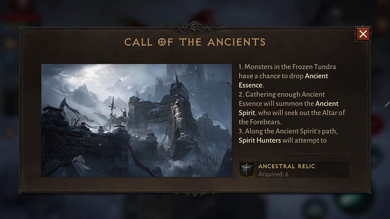 Call of the Ancients Diablo Immortal Zone Events and Rewards 