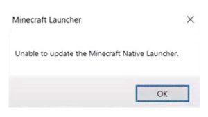 unable to update minecraft native launcher error