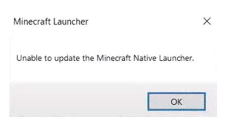 minecraft unable to update native launcher windows 10