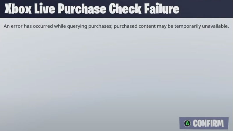 Fortnite Xbox Live Purchase Check Failure Fix