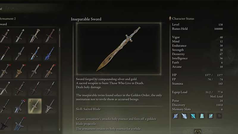 Inseparable Sword Attributes