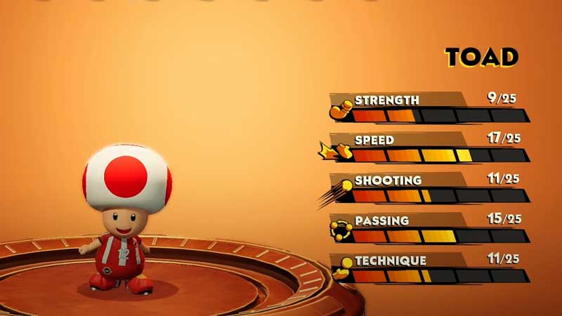 Toad Character Stats