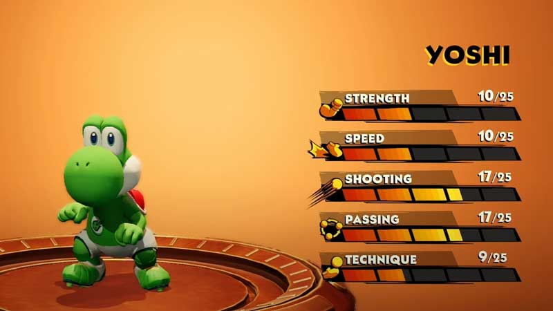 Yoshi Character Stats Mario Strikers Battle League