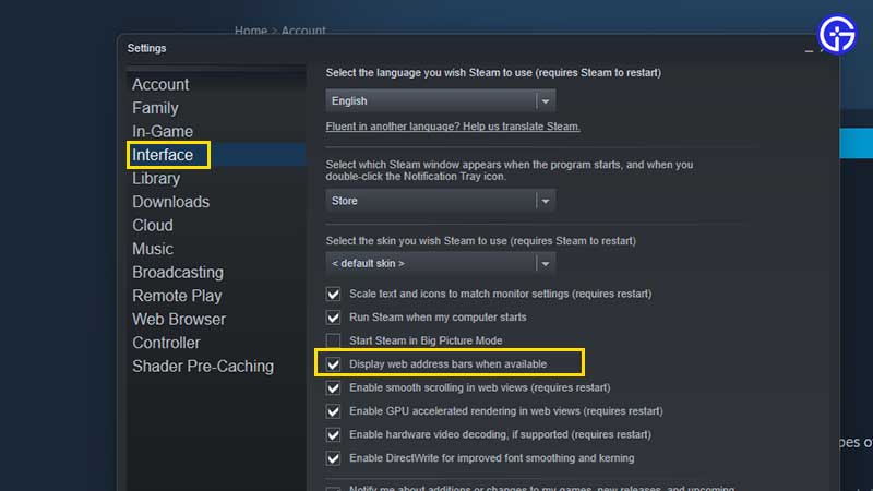 how to see steam url in app