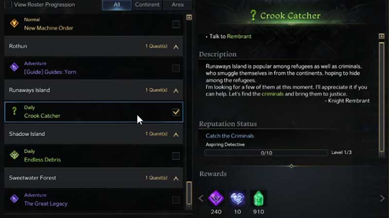 Lost Ark Crook Catcher Quest Guide