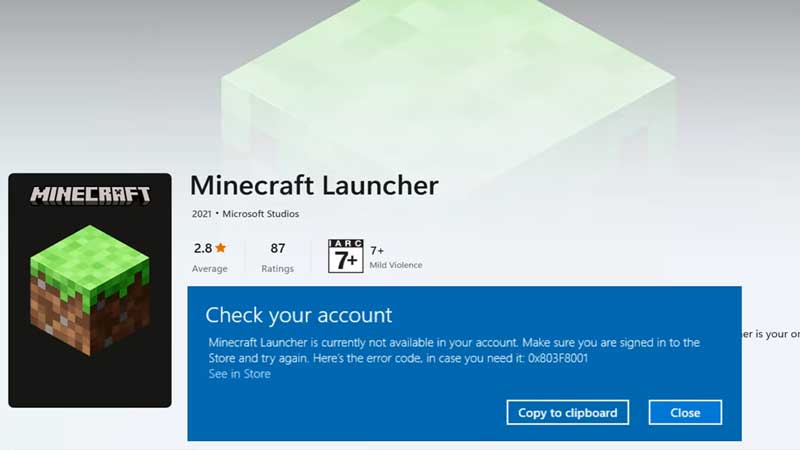 Minecraft Launcher is Currently Not Available in Your Account Fix