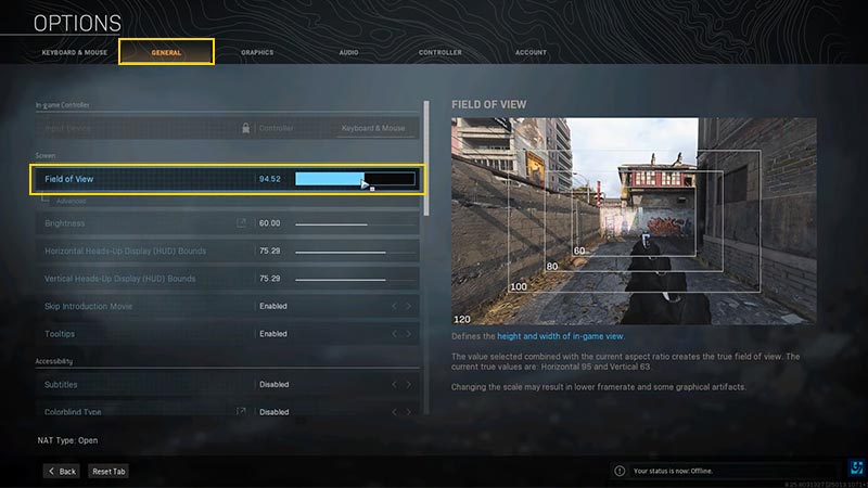 cod warzone how to change fov