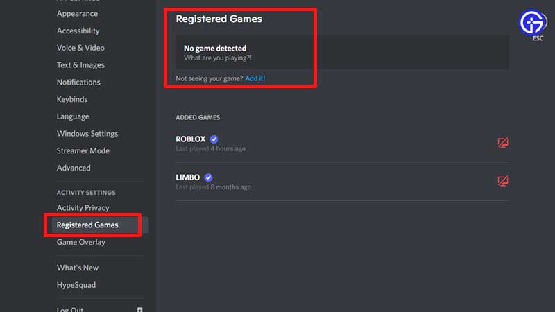 how to add register games discord
