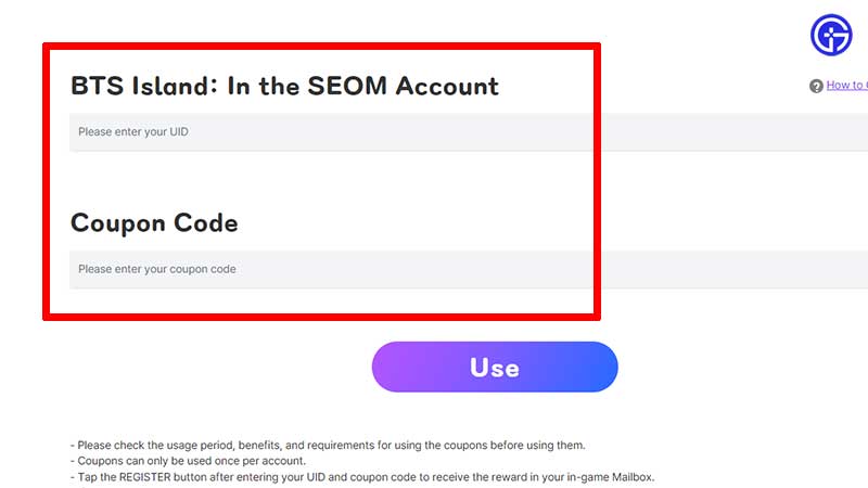 how to use BTS Island In The Seom Coupon Codes