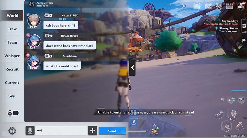 Chat Not Working Issue fix in Tower of Fantasy