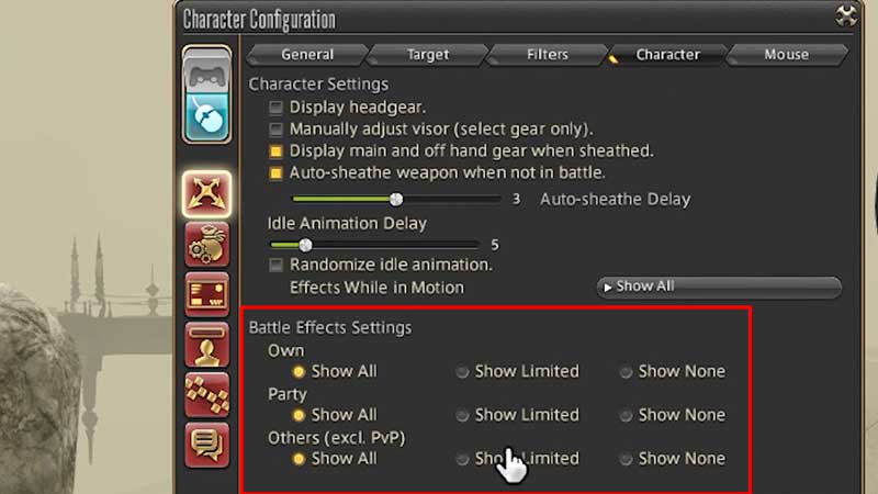Final Fantasy XIV Disable Spell Effects