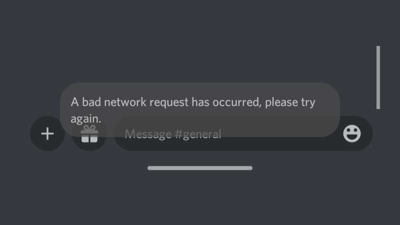 bad network request has occurred