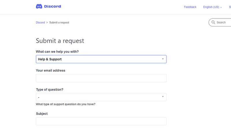 discord support submit request
