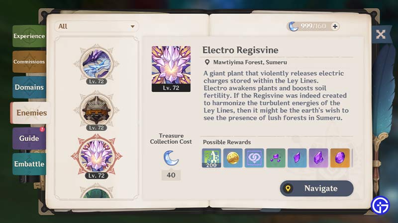 electro regisvine rewards in genshin impact