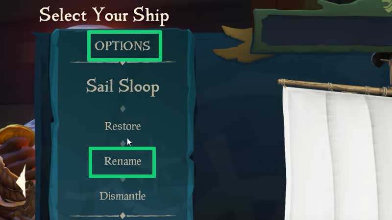 how to change ship name sea of thieves