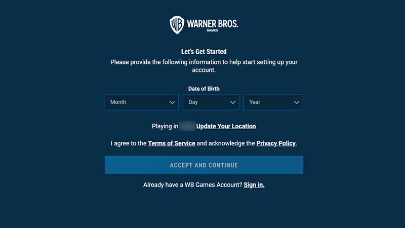 Warner Bros Account Login : Create a free WB Games Account