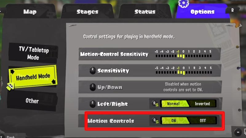 How to turn off Motion Controls in Splatoon 3