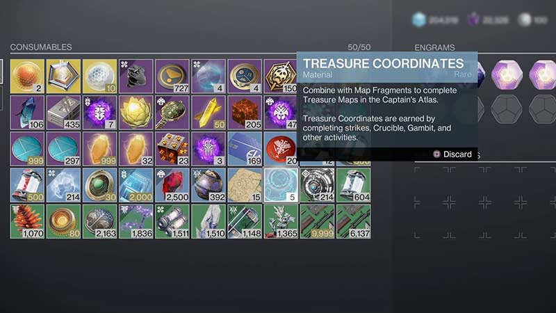 get treasure coordinates destiny 2