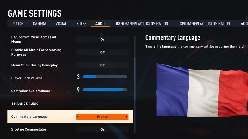 How to change commentary language in FIFA 23