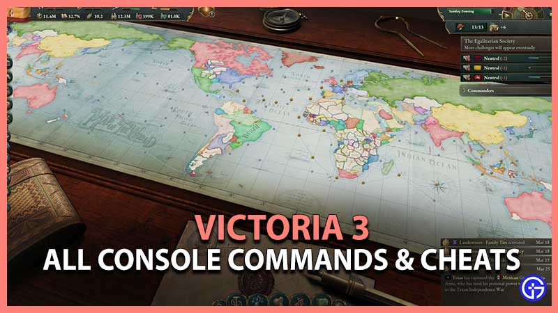 Victoria 3 Console Commands Cheats