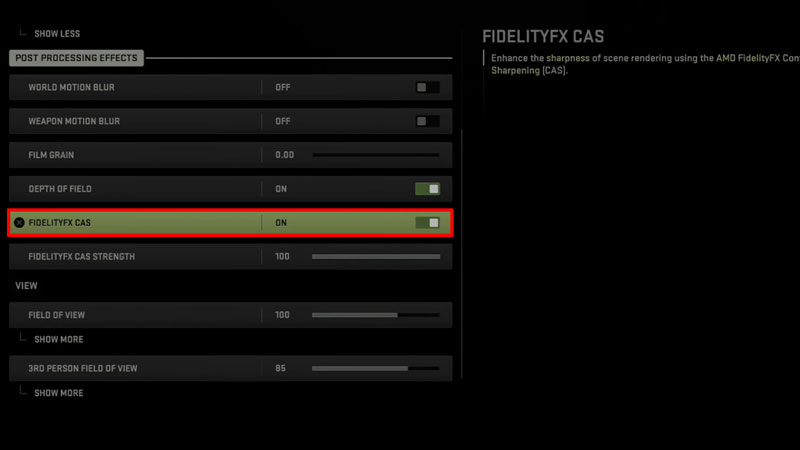 What is AMD FidelityFX CAS in Modern Warfare 2