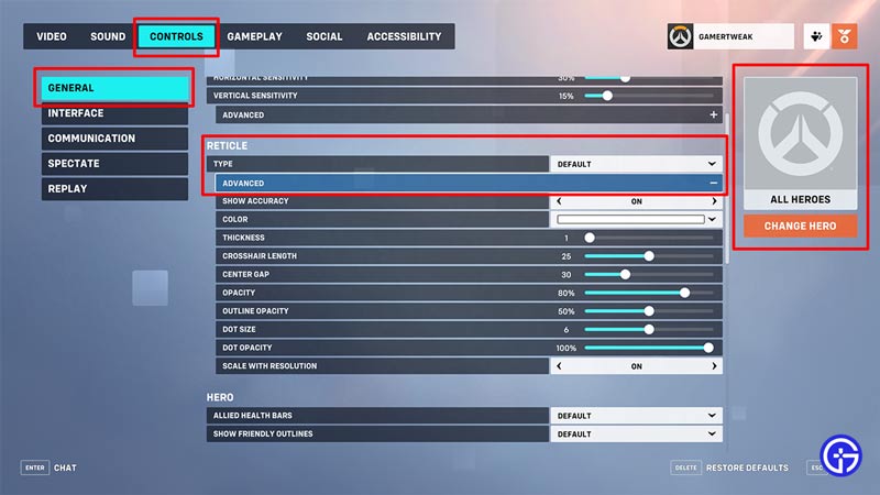 overwatch 2 how to change your crosshair