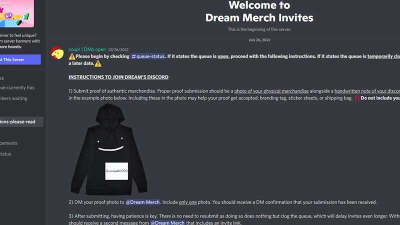 dream merch invite server link