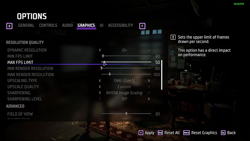 Gotham Knights more FPS settings