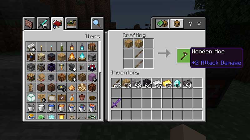 How to craft a hoe in Minecraft