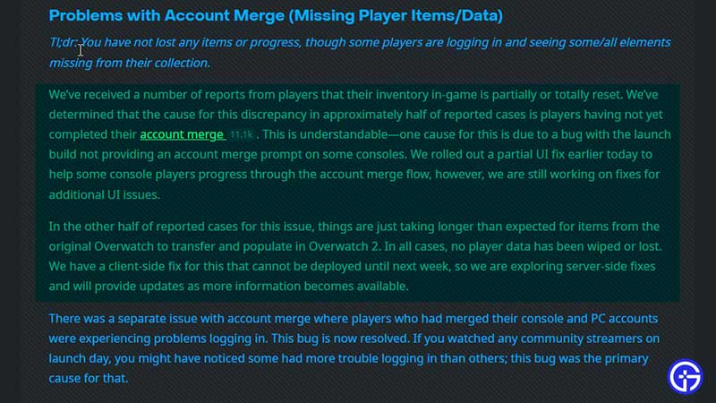 problems with account merge ow2 missing data