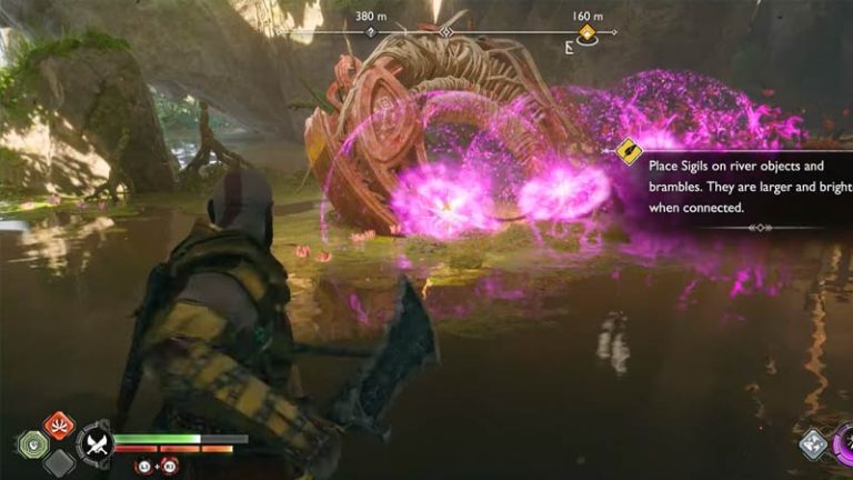 GoW Ragnarok: How To Place Sigils On River Objects & Brambles