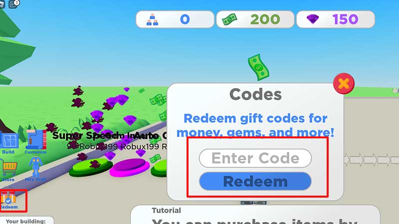 How do you redeem codes in Roblox Apartment Tycoon