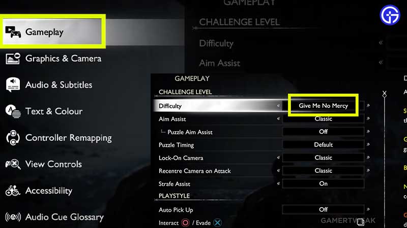 how to change difficulty gow ragnarok