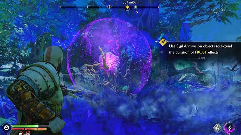 Remove purple mist puzzle with Sigil arrows in GoW Ragnarok