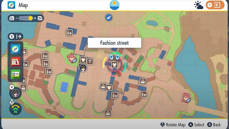 Clothes stores location in Pokemon Scarlet and Violet 