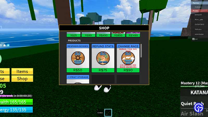 Change Race in Roblox Blox Fruits