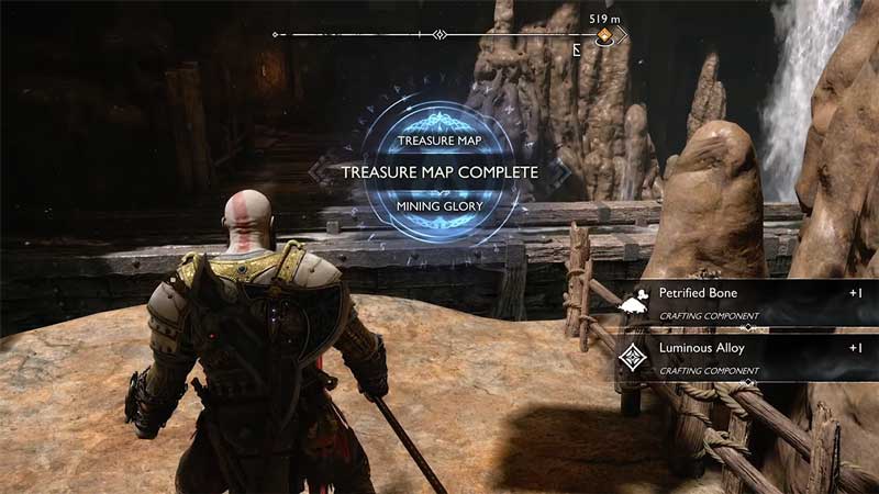 how to complete mining glory in gow ragnarok map and buried treasure locations