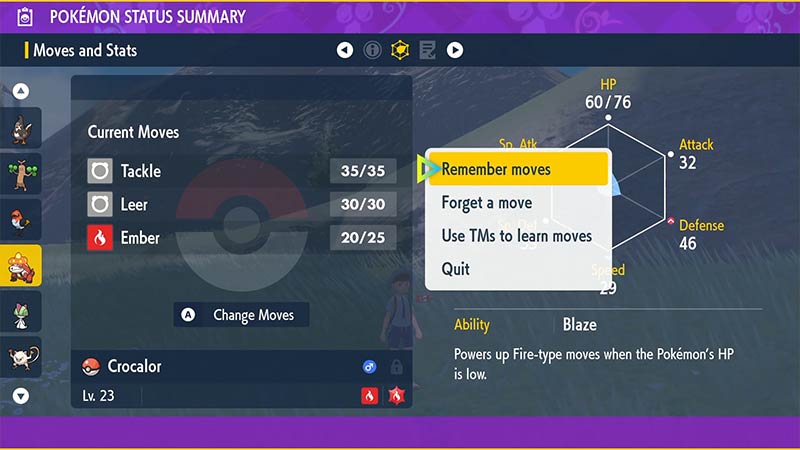 Relearn a move in Pokémon SV