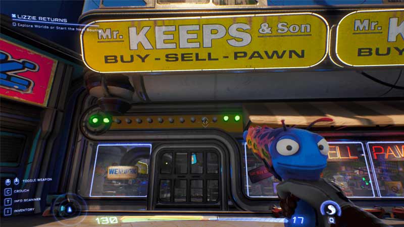 Use Pesos in Mr. Keeps Pawn Shop in Blim City