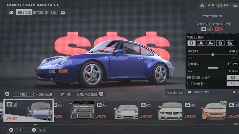 Fastest Car in B Tier Porsche Carrera S 911 NFS Unbound