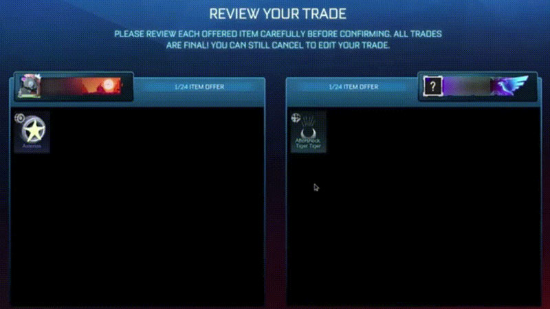 Trade items in Rocket League