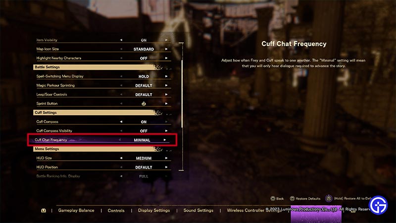 How To Turn Off Cuff's Dialogue In Forspoken