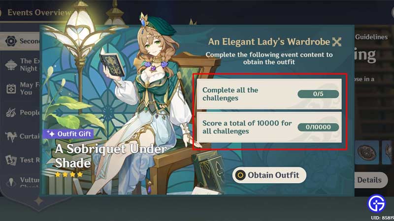 challenges to complete for lisa skin in genshin impact
