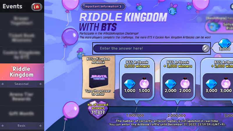 cookie run kingdom bts riddle answer