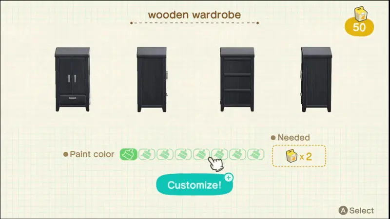 Use Customization Kits to customize furniture