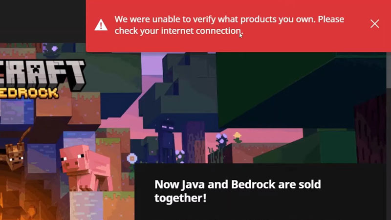 minecraft we were unable to verify what products you own fix