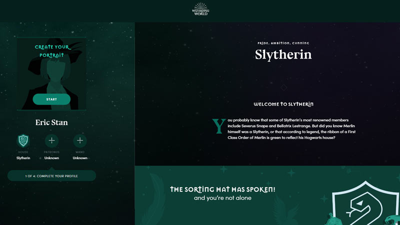 Wizarding World quiz answers to get Slytherin