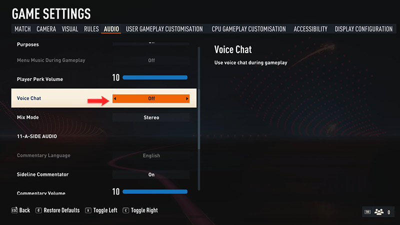turn off chat for PC in FIFA 23 