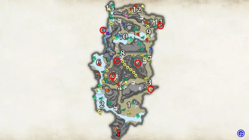 Twisted Stiffbone locations on Shrine Ruins map