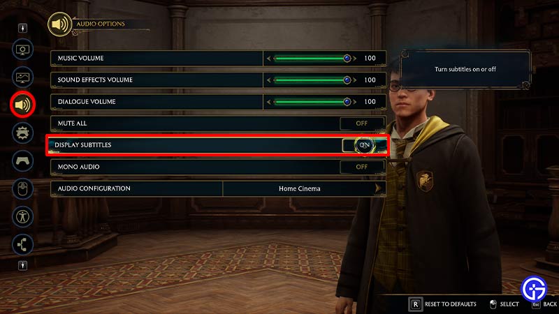 How to disable Subtitles in Hogwarts Legacy